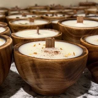 Wooden Bowl Candle